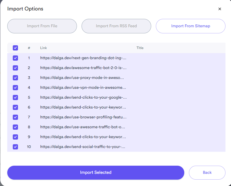 Import From Sitemap