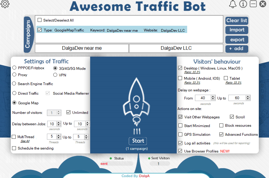 Entering keyword and business name for Google My Business clicks