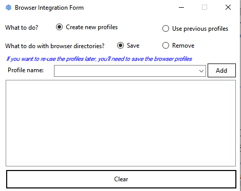 Browser profile saving options in ATB