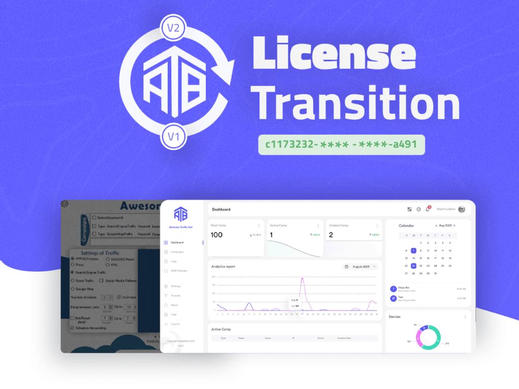 License transition to Awesome Traffic Bot 2.0