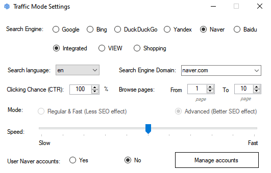 Send clicks to keyword on Naver services