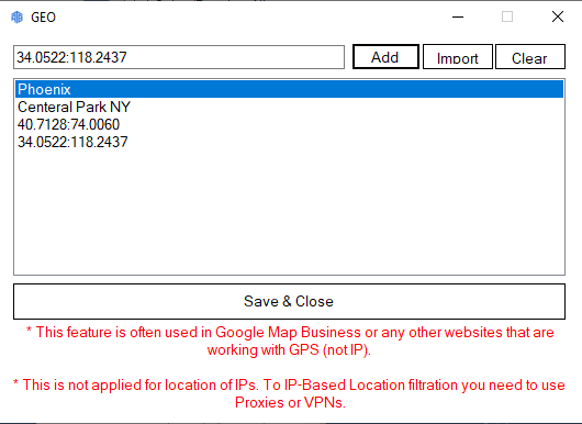 GPS mode settings in google organic search traffic bot