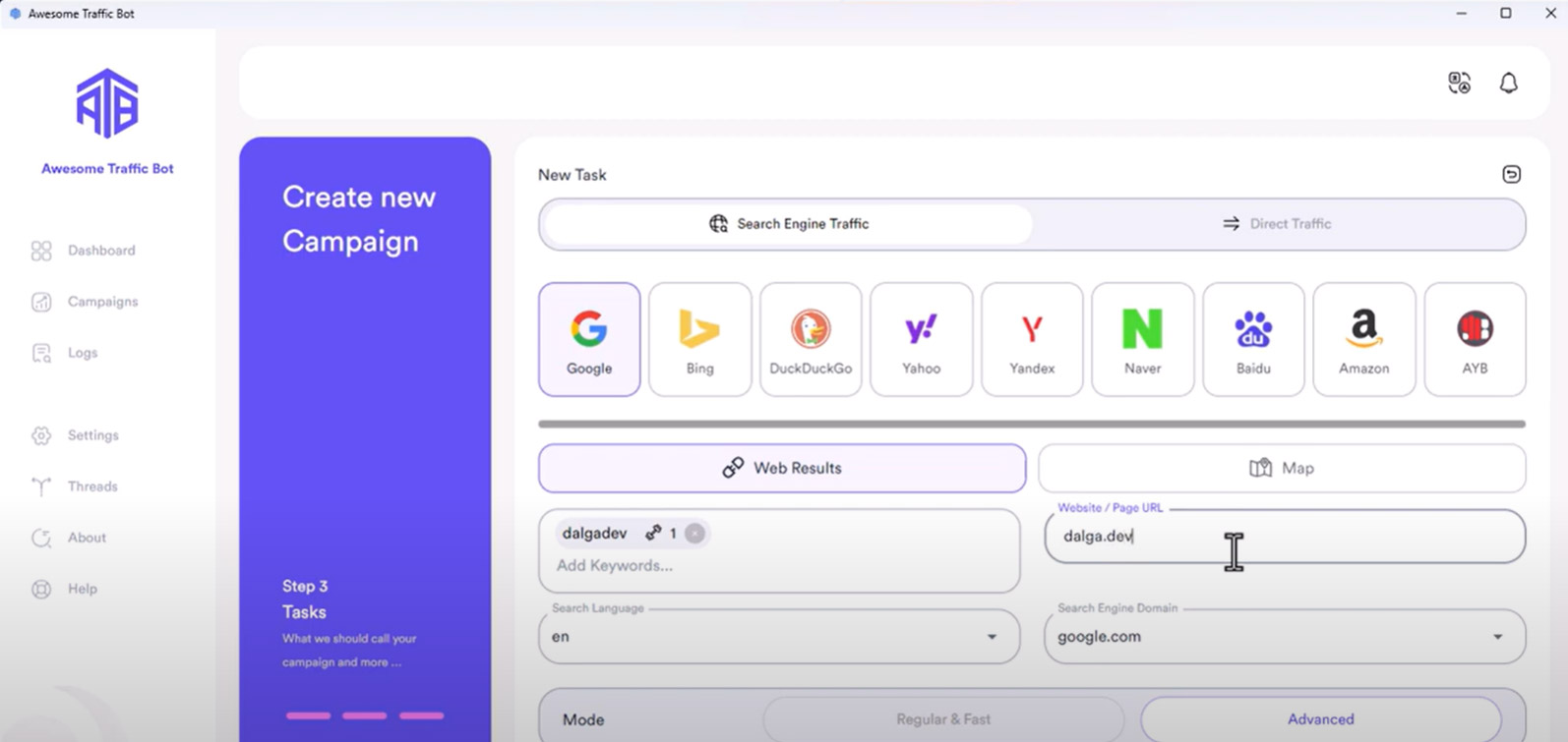 Launching a campaign for adspower on ATB
